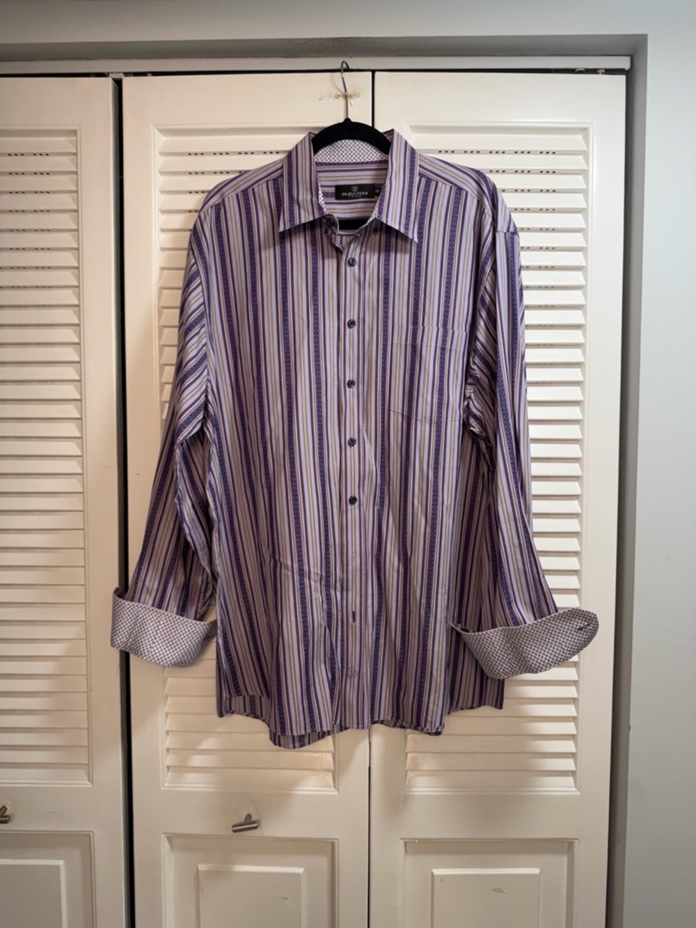 Bugatchi Purple Stripe Men's Dress Shirt